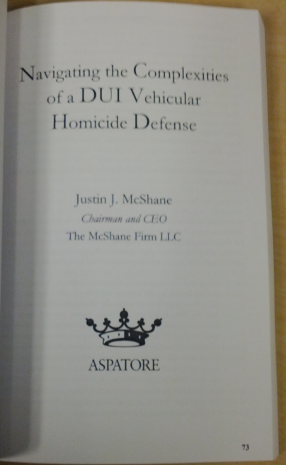 PA DUI Attorney Justin McShane authors another publication about DUI defense.
